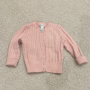 Ralph Lauren Pink Cable Knit Cardigan Sweater